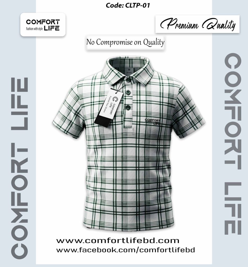 Check Design Boys Polo Shirt
